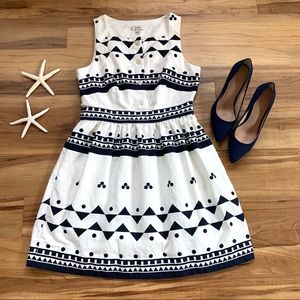 J. Crew Linen/Cotton Blend Geometric Pattern Dress